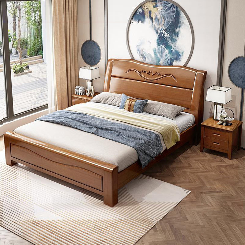 Traditional Solid Wood Mattress Included Rectangular Panel Standard Bed