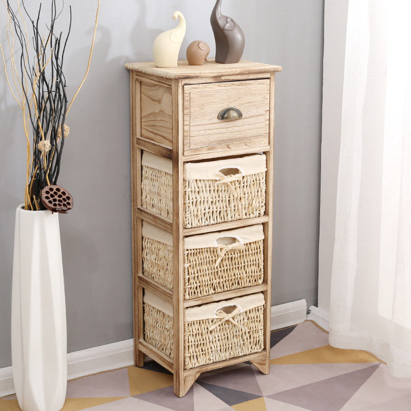 Contemporary Accent Chest with Drawers and Baskets in Natural