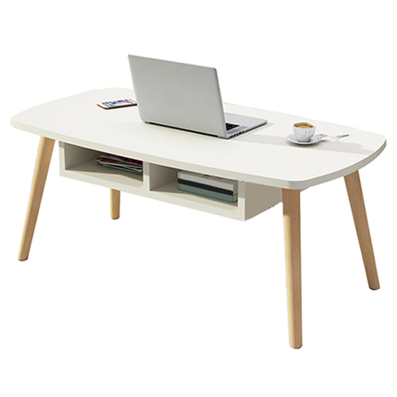 Rectangular Wood 4 Legs 1 Single Coffee Cocktail Table - 16.34" H