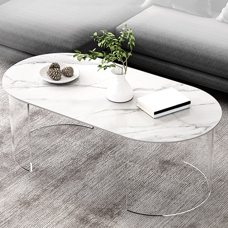 Tavolino moderno da caffè 17,71 "tavolino alto con 2 gambe acriliche