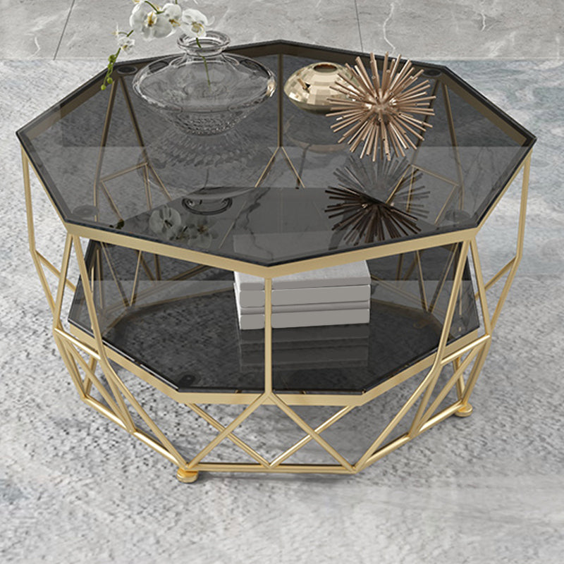 Modern Frame Coffee Table Glass Top Cocktail Table 17.71 Inch High Black Clearhalo 'Coffee & Accent Tables' 'Coffee Tables' 'coffee_tables' 'furn' 'furn_coffee_tables' 'Furniture' 'Living Room Furniture' 5981191