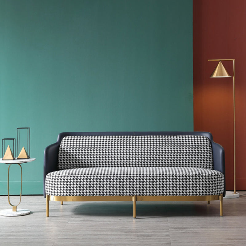 Moderner Schwalbengirl -Sofa Stoff und Leder -Häpste -Armsofa in Blau