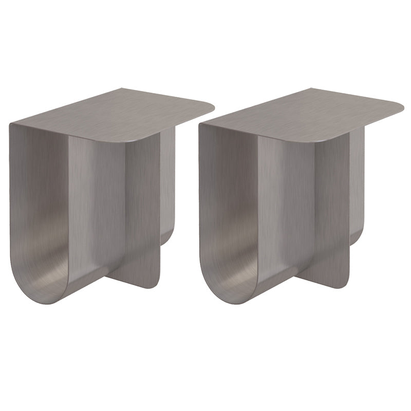 Metal Rectangle Top Side Table 14.96" Tall Abstract Base End Table with Storage Silver 2 Clearhalo 'Coffee & Accent Tables' 'End & Side Tables' 'end_side_tables' 'furn' 'furn_end_side_tables' 'Furniture' 'Living Room Furniture' 5981585