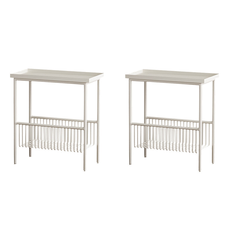 Rectangle Tray Top Side Table 21.65" Tall Iron 4 Legs End Table with Shelf