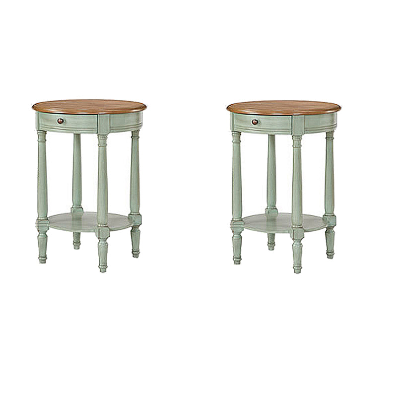 木製の丸いトップサイドテーブル27.16 "高さ4脚のエンドテーブルとストレージ