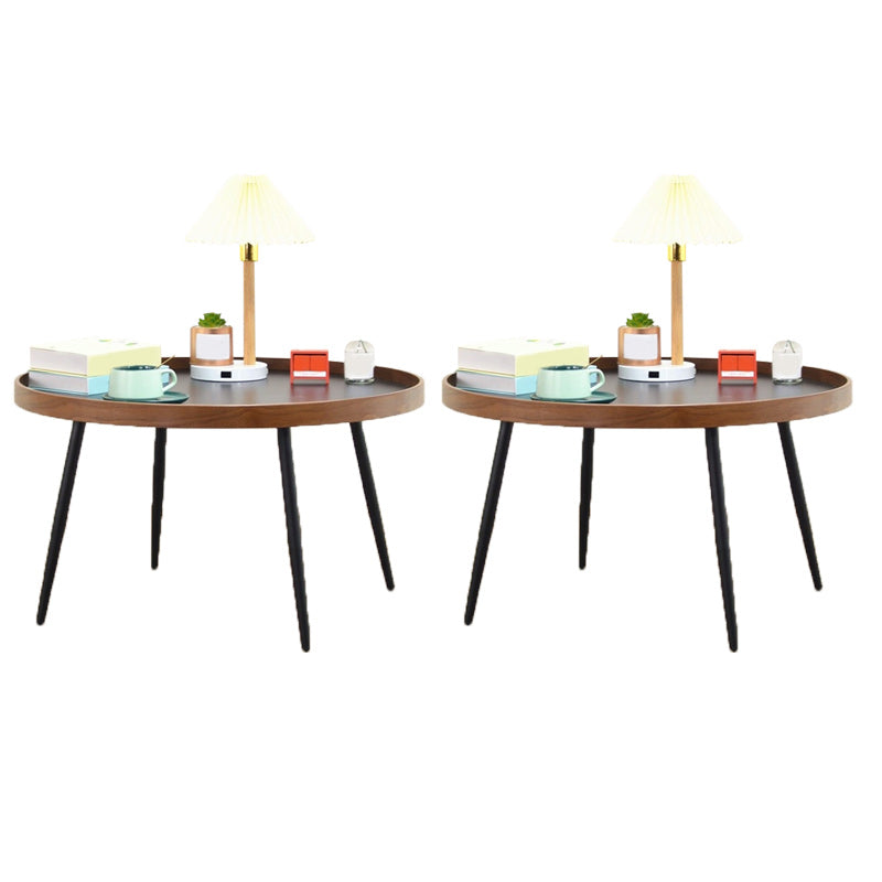 Table d'accent latéral canapé scandinave table de côté rond en bois