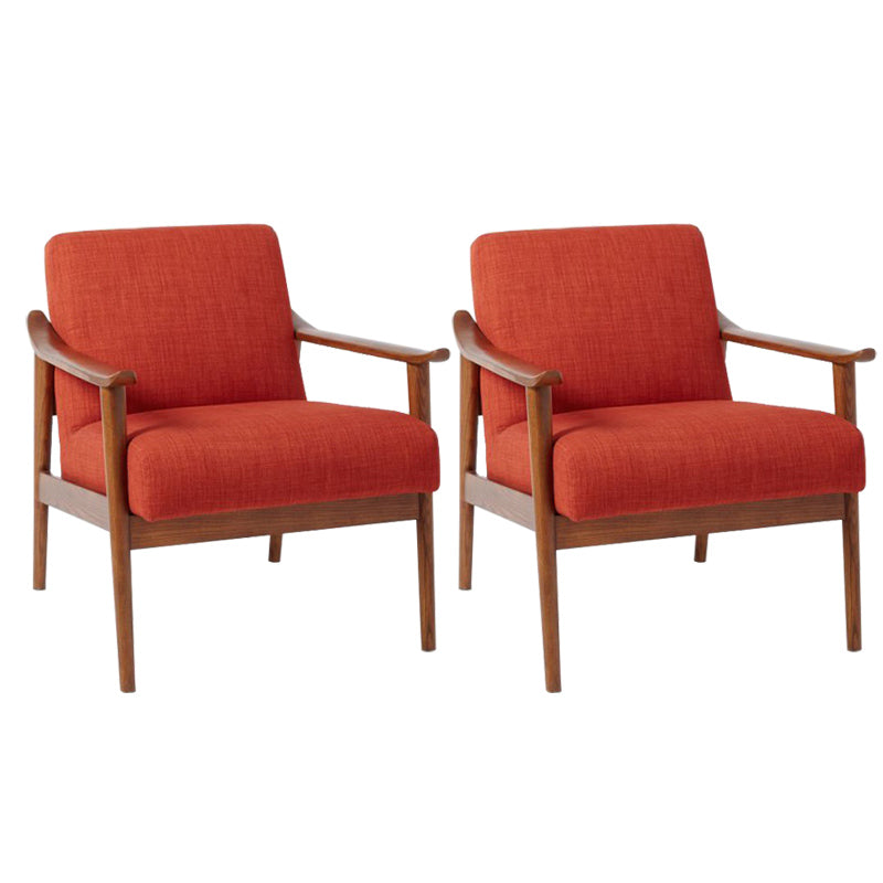 Nordic Arms Included Basic Four Leg Square Cushion Back Arms Armchair