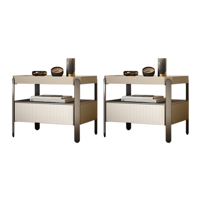 Modern de almacenamiento abierto Pino y mesa nocturna de pino y vidrio para dormitorio