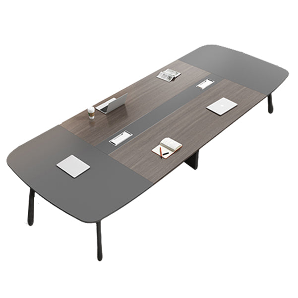 Cappuccino Curbe Writing Desk avec des jambes métalliques Bureau de bureau en métal et en bois artificiel