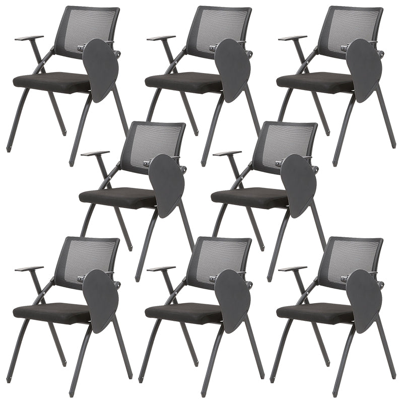 Contemporary Desk Chair Black Fixed Arms Low Back Office Chair With Writing Pad 8 Piece Set Clearhalo 'furn' 'furn_office_chair' 'Furniture' 'Office Chairs' 'Office Furniture' 'office_chair' 5983984