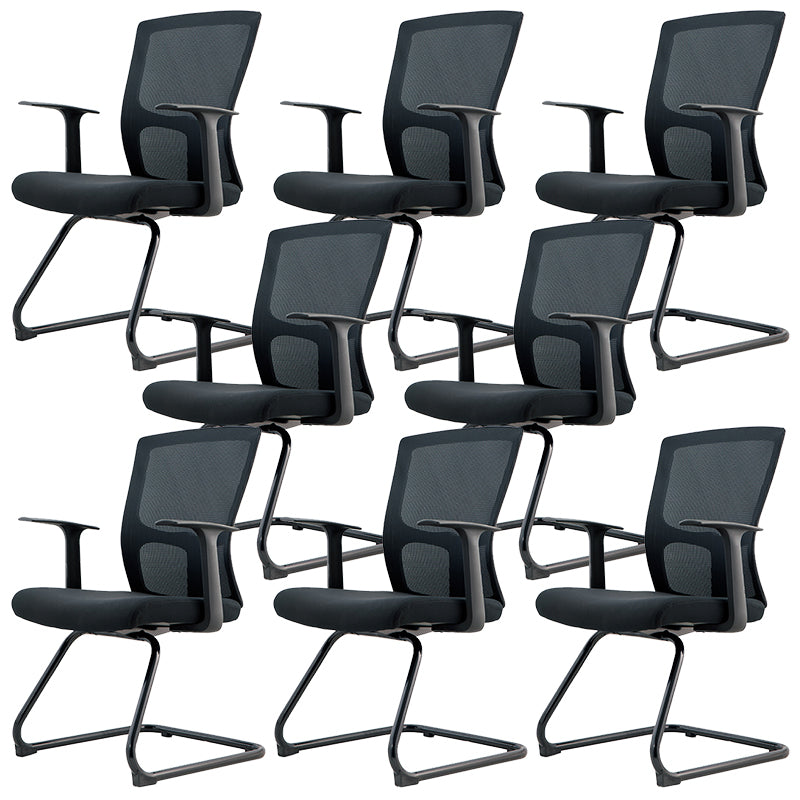 Modern Arms Included Chair Mid-Back Mesh Desk Chair in Black 8 Piece Set Clearhalo 'furn' 'furn_office_chair' 'Furniture' 'Office Chairs' 'Office Furniture' 'office_chair' 5984018