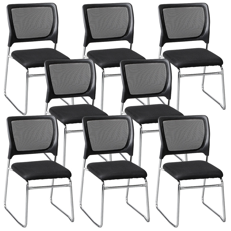 マイクロファイバーメッシュオフィスチェアモダンミッドバックノーホイールデスクチェア