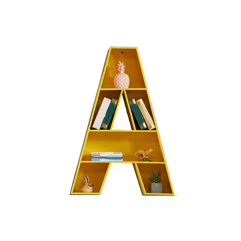Contemporary Closed Back Bookshelf Metal English Alphabet Shelf