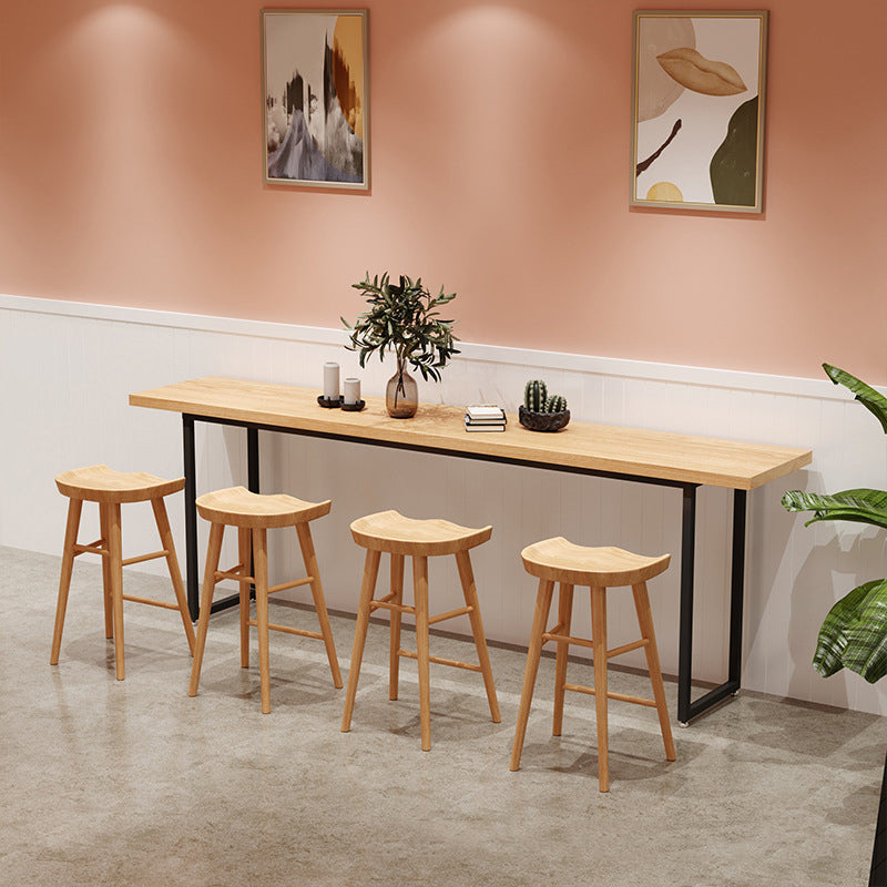 Industrial 1/2/5 Pieces Wooden Bar Table Set Rectangle Bar Table with High Wood Stools 5 Pieces: Table, 4 Stools Clearhalo 'Bar Furniture' 'furn' 'furn_home_bar_bar_sets' 'Furniture' 'Home Bars & Bar Sets' 'home_bar_bar_sets' 'Kitchen & Dining Furniture' 5987907