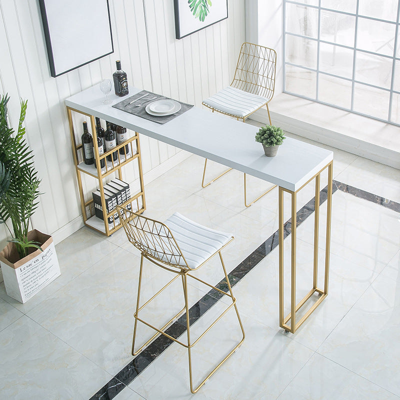 Glam 1/2/3 Pieces Wood Bar Table Set Rectangle Bar Table with High Stools for Kitchen 3 Pieces: Table, 2 Stools Clearhalo 'Bar Furniture' 'furn' 'furn_home_bar_bar_sets' 'Furniture' 'Home Bars & Bar Sets' 'home_bar_bar_sets' 'Kitchen & Dining Furniture' 5987965