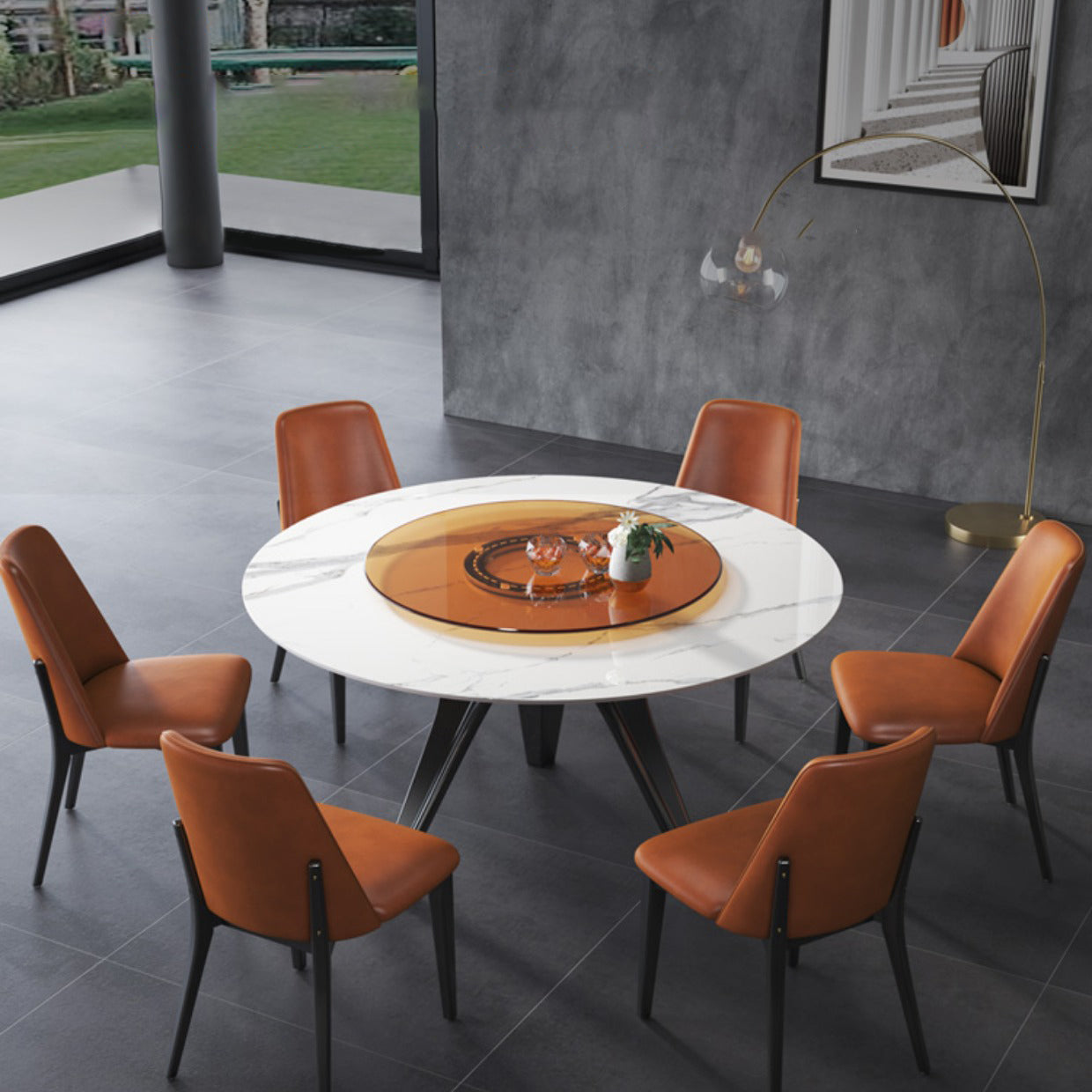 Set di sala da pranzo in legno massiccio 1/2/5/7 PC tavolo da pranzo rotondo con sedie senza braccia