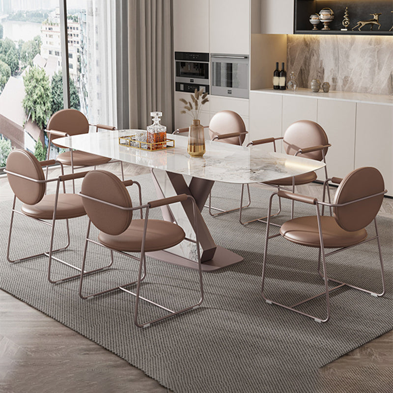 Noordse 1/5/7 stuks rechthoek Dinerset Sintered Stone Top Eetting Room Table Set