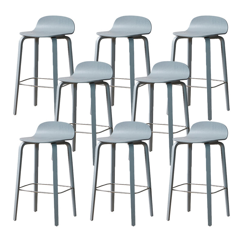 Contemporary Beech Wood Bar Stool Low Back Stool for Living Room Grey 8 Piece Set Clearhalo 'Bar Furniture' 'Bar Stools' 'bar_stools' 'furn' 'furn_bar_stools' 'Furniture' 'Kitchen & Dining Furniture' 5988934