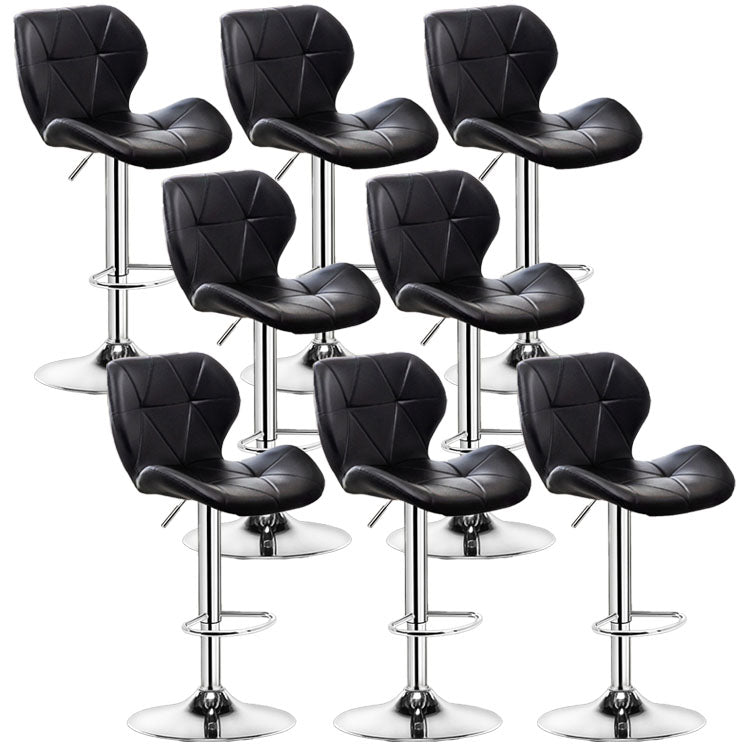 Scandinavian Metal Barstool Faux Leather Adjustable Counter Stool for Home