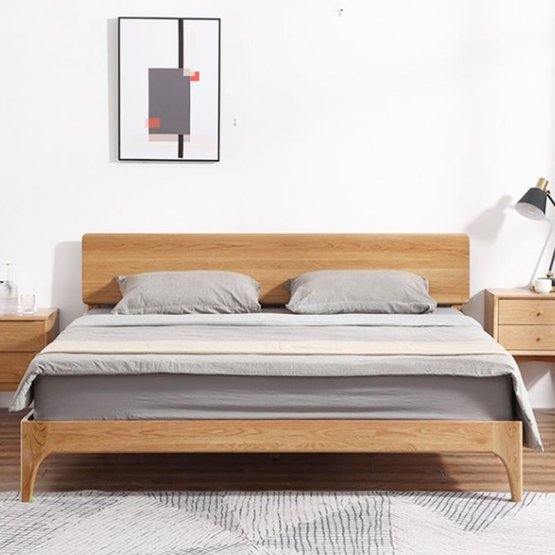 84.26 inch Wide Bed Frame Solid Wood Standard Bed with Headboard