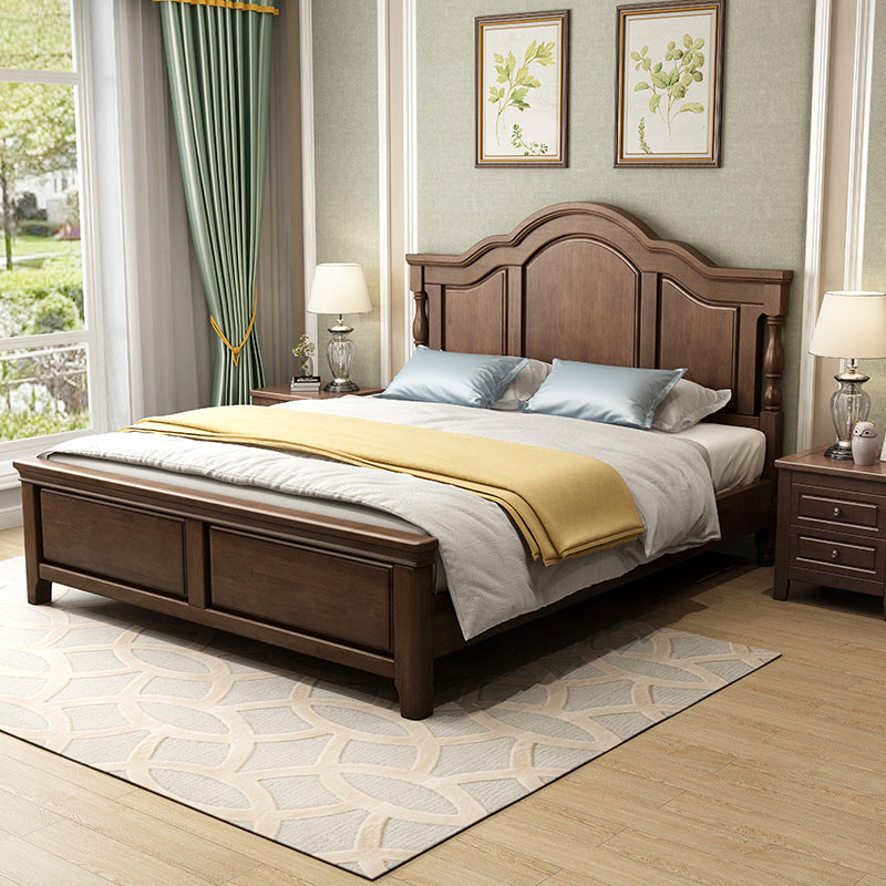 84.65 inch Wide Mid-century Bed Frame Solid Wood Bed with Headboard