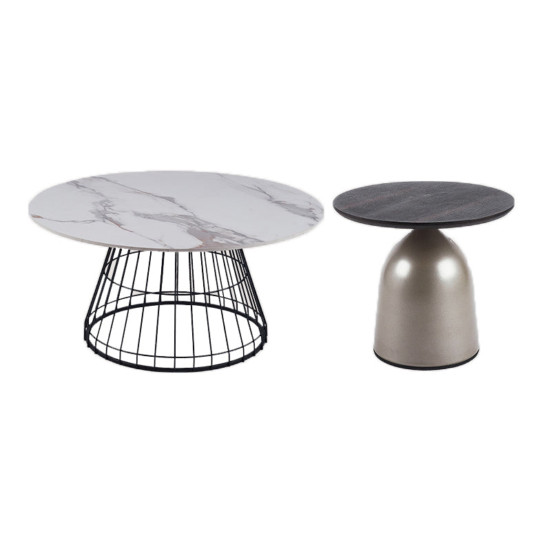 Tavolino minimalista top in pietra rotonda 2 pezzi tavolo da cocktail