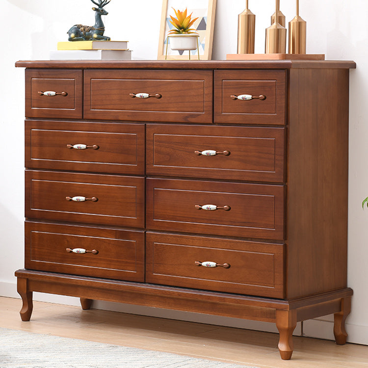 Modern Wooden Accent Chest with 9 Drawers with Cabriole Legs Chest