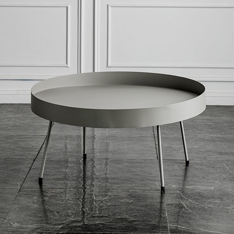 Metal Round Coffee Table Mid-Century Modern 4 Legs Cocktail Table