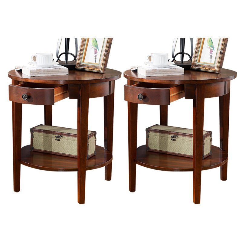 Wood Round Top Side Table 24" Tall 4 Legs End Table with Storage Red Brown 2 Clearhalo 'Coffee & Accent Tables' 'End & Side Tables' 'end_side_tables' 'furn' 'furn_end_side_tables' 'Furniture' 'Living Room Furniture' 5995864