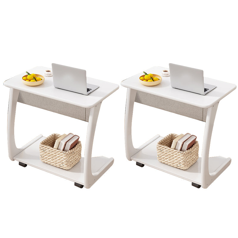Mesa lateral superior rectangular moderno 24.8 "de altura de madera de altura con estante y rueda