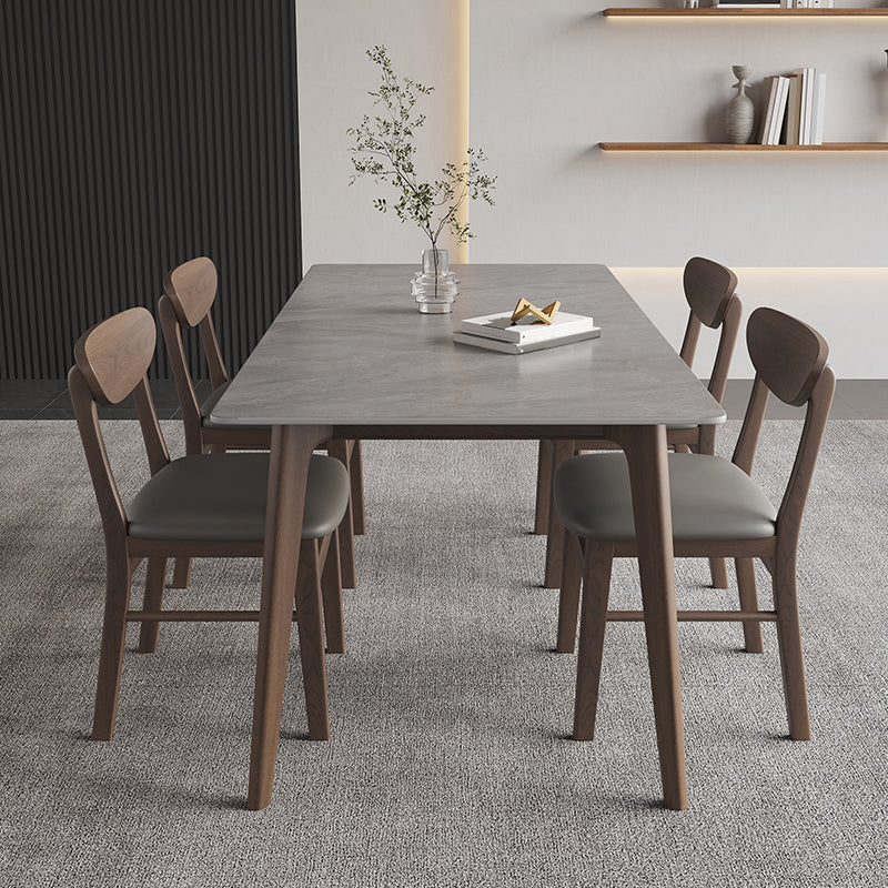 Mesa de comedor rectangular Mesa de comedor moderna de mediados del siglo con base de madera maciza