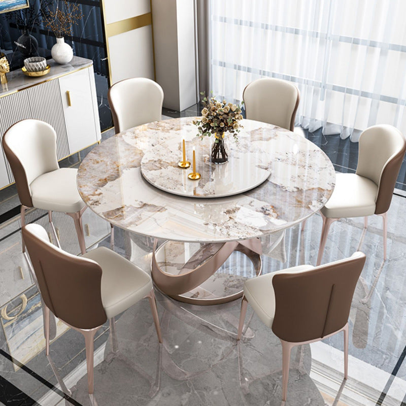 Runde gesinterte Stein Esstisch moderne Möbel mit Sockelbasis im matten Finish