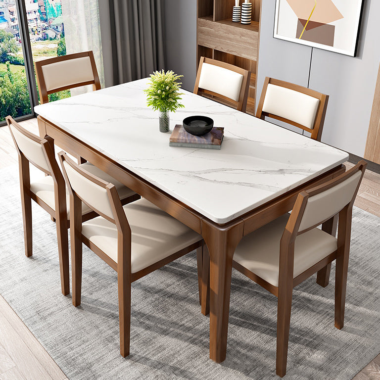 Weißer Steintisch Mitte des Jahrhunderts moderner Esstisch mit 4 Beinen