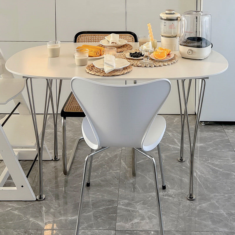 Mesa blanca de madera maciza mesa de comedor ovalado contemporáneo con 4 patas