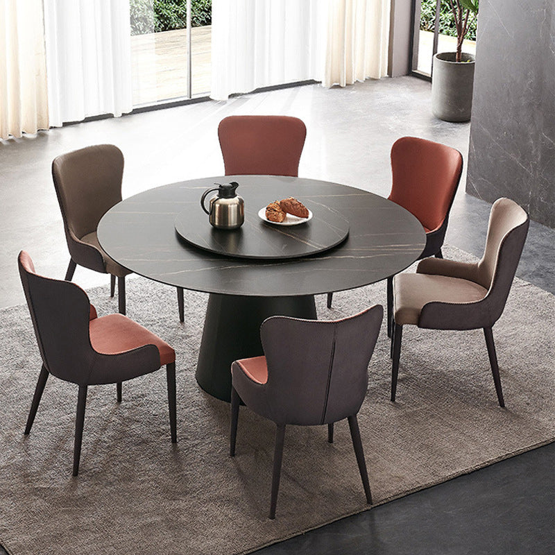 Round Sintered Stone Dining Table Modern Furniture with Pedestal Base for Home Black Without Chairs Clearhalo 'Dining Tables & Seating' 'Dining Tables' 'dining_table' 'furn' 'furn_dining_table' 'Furniture' 'Kitchen & Dining Furniture' 5998210