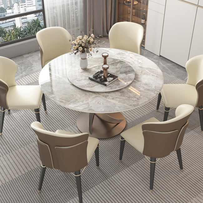 Round Dining Table Traditional Luxury Dining Table with Rose Base 51.2"L x 51.2"W x 29.5"H Lazy Susan Without Chairs Clearhalo 'Dining Tables & Seating' 'Dining Tables' 'dining_table' 'furn' 'furn_dining_table' 'Furniture' 'Kitchen & Dining Furniture' 5998460