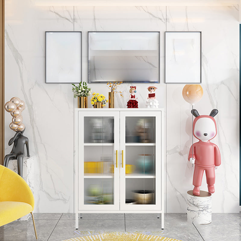 Server da pranzo di finitura metallica con porte di vetro Glam Sideboard con le gambe