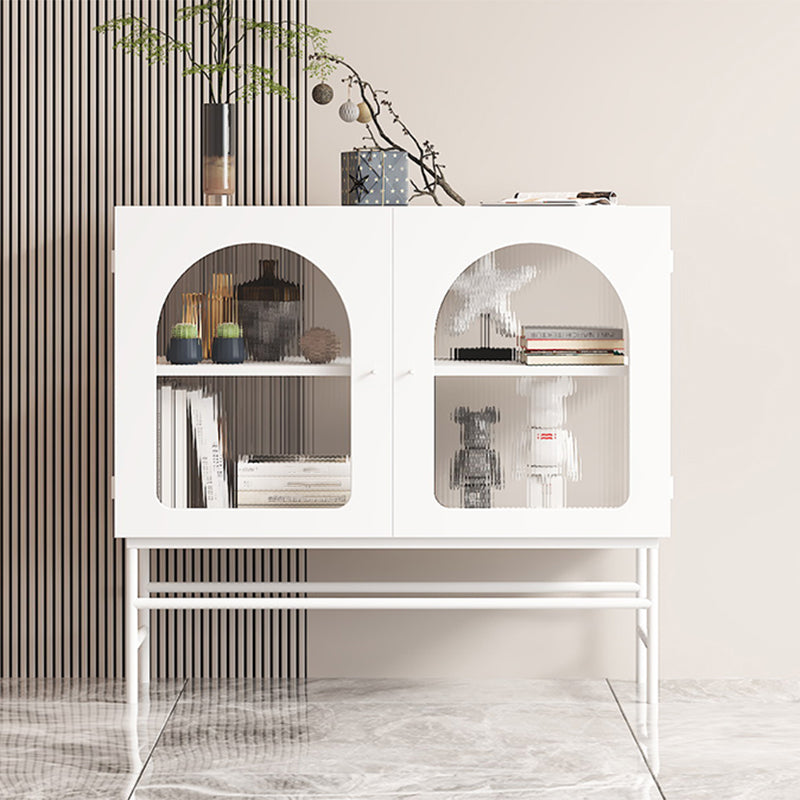 Contemporary Glass Doors Dining Server Metallic Finish Dining Server for Kitchen White Clearhalo 'buffet_sideboard' 'Buffets & Sideboards' 'furn' 'furn_buffet_sideboard' 'Furniture' 'Kitchen & Dining Furniture' 5998754