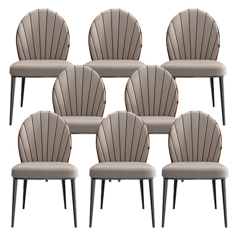 Armless Low Back Side Chair Metal Legs Faux Leather Dining Chairs