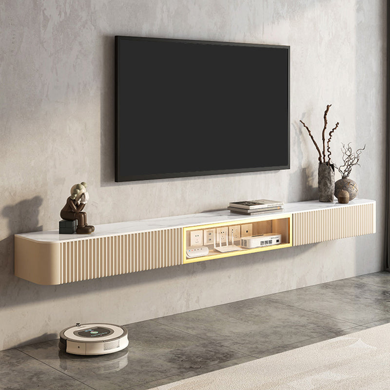 7.87"H TV Stand Glam Style Wall-mounted White TV Console with 2 Drawers 94.5"L x 12"W x 8"H Clearhalo 'furn' 'furn_tv_stands_entertainment_centers' 'Furniture' 'Living Room Furniture' 'TV Stands & Entertainment Centers' 'TV Stands & Media Storage Furniture' 'tv_stands_entertainment_centers' 5999771