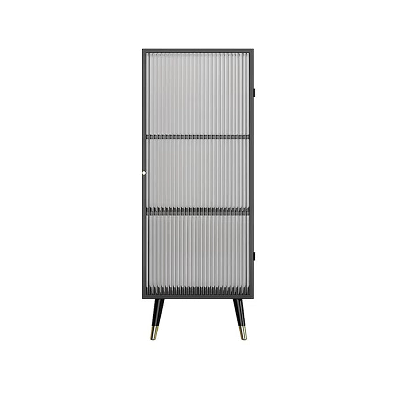 Industrial Metal Curio Cabinet Glass Doors Display Cabinet with 3 Shelves for Living Room Black Clearhalo 'Display & China Cabinets' 'display_china_cabinets' 'furn' 'furn_display_china_cabinets' 'Furniture' 'Kitchen & Dining Furniture' 5999809