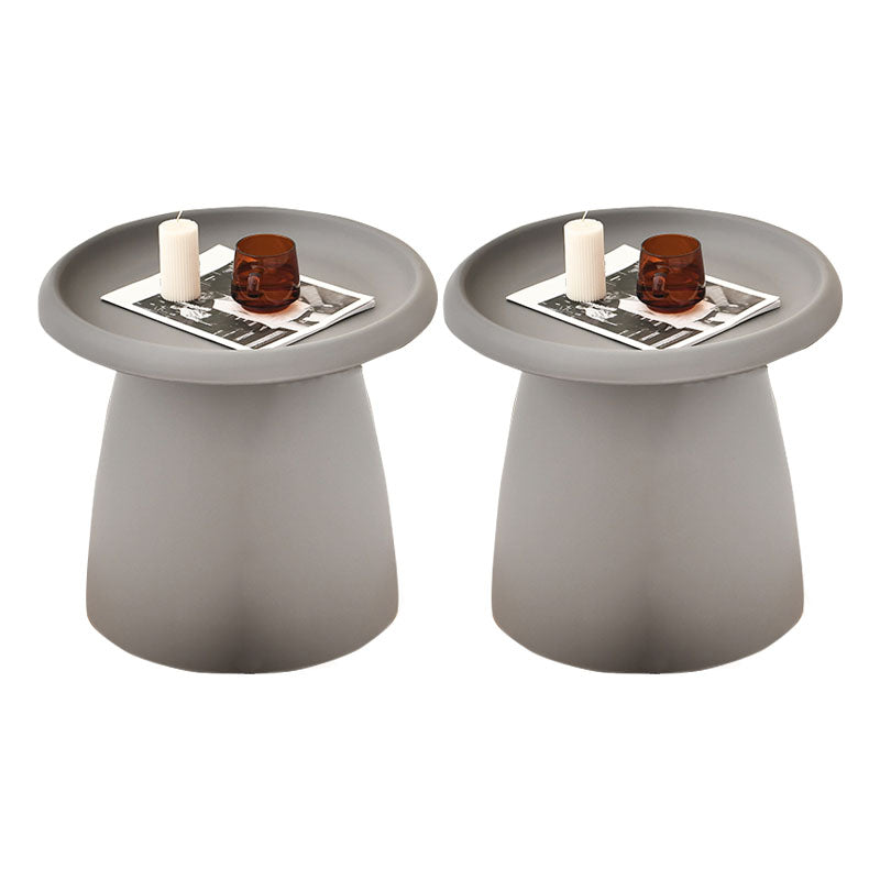 Modern Round Bedside Cabinet Plastic Nightstand, 20"L X 20"W X 17.5"H Grey 2 Piece Set Clearhalo 'Bedroom Furniture' 'furn' 'furn_night_stand' 'Furniture' 'night_stand' 'Nightstands' 6000034