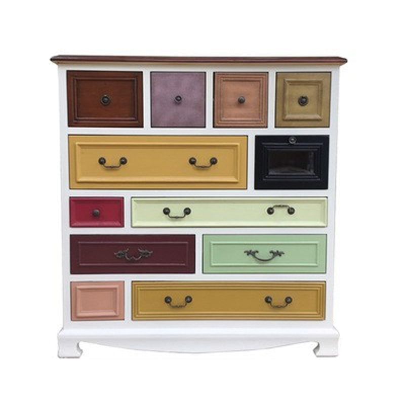 Nautical Bedroom Storage Chest Wooden Vertical Chest with 12 Drawers Off-White Clearhalo 'Bedroom Furniture' 'Dressers & Chests' 'dressers_chests' 'furn' 'furn_dressers_chests' 'Furniture' 6000223