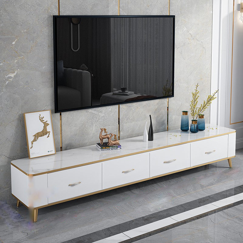 Contemporary TV Console in White TV Stand for TVs with Drawers