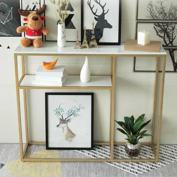 Tabella della console in marmo glam da 12 "W tavolo accento per la cornice resistente alle macchie per Hall