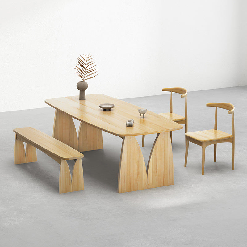 Moderno 1/2/3/4 pezzi Set da pranzo rettangolare tavolo da pranzo in legno massiccio con sedie