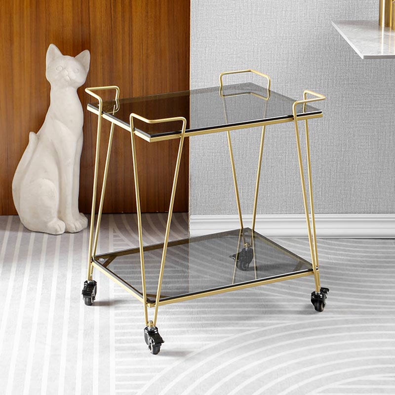 Contemporary 23.62"H Rolling Prep Table Rectangular Metal Prep Table for Dining Room