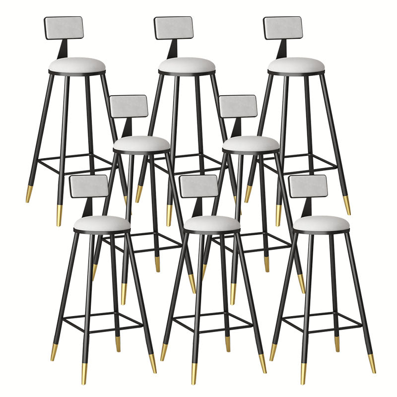 Glam Metal Barstool Velvet Footrest Low Back Stool in Matte Finish for Home