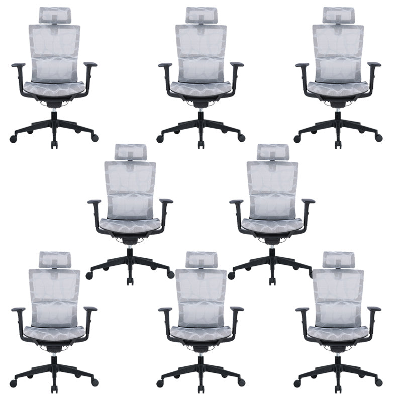 Modern Tilt Mechanism Swivel Chair Ergonomic Gray Mesh Desk Chair 8 Piece Set Clearhalo 'furn' 'furn_office_chair' 'Furniture' 'Office Chairs' 'Office Furniture' 'office_chair' 6005692