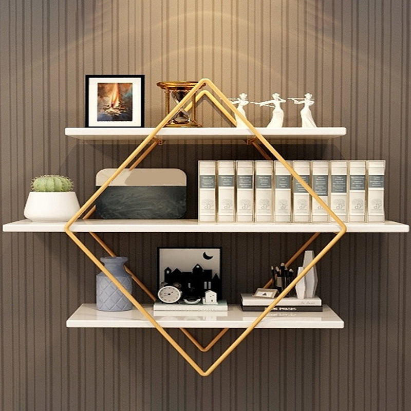 Open Bookcase Bookshelf Light Luxury Metal 3-Tier Book Shelf